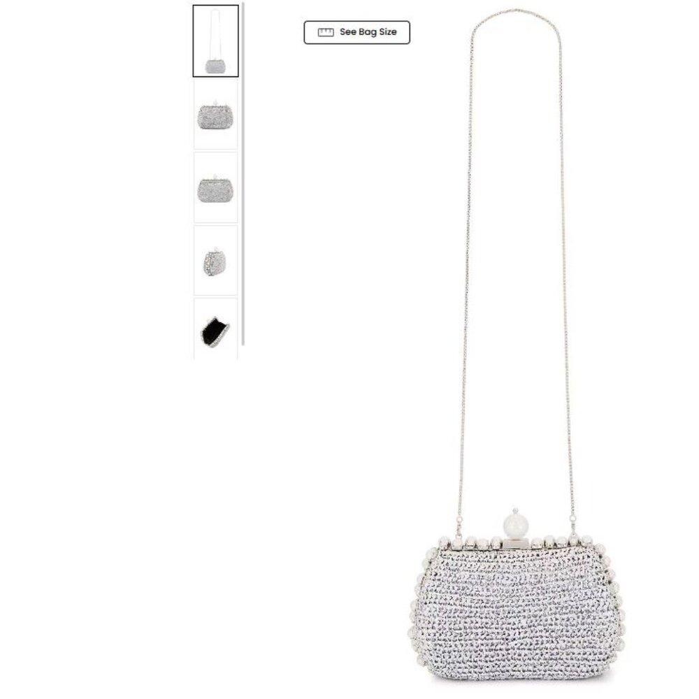 BTB Los Angeles Amelie Metallic Clutch in Silver REVOLVE PEARL PURSE - Picture 4 of 9